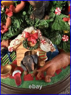 RARE! The Danbury Mint Lighted Dachshund Christmas Tree Figurine WORKS