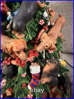 RARE! The Danbury Mint Lighted Dachshund Christmas Tree Figurine WORKS
