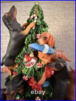 RARE! The Danbury Mint Lighted Dachshund Christmas Tree Figurine WORKS