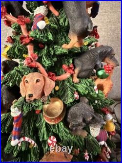 RARE! The Danbury Mint Lighted Dachshund Christmas Tree Figurine WORKS