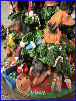 RARE! The Danbury Mint Lighted Dachshund Christmas Tree Figurine WORKS