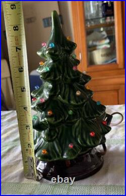RARE VINTAGE Ceramic Christmas Tree 9 1/4 Inch Signed Holland Mold Lighted