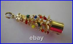 RARE Vintage 14k Gold LIGHT UP CHRISTMAS TREE Bracelet Charm 5.9 G #18008B