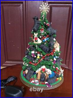 Rare Danbury Mint Scottish Terrier Christmas Tree Collectible With Lights & Cord