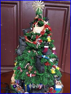 Rare Danbury Mint Scottish Terrier Christmas Tree Collectible With Lights & Cord