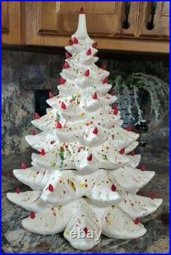 Rare LARGE 4 Piece Vintage Lighted Musical Ceramic Christmas Tree