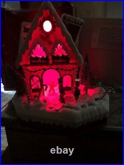 Rare New Lighted Animated Gingerbread Peppermint Candy Cane House Christmas Tree