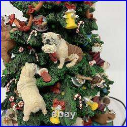 Retired Danbury Mint English Bulldog Lighted Christmas Tree Rare Working