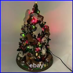 Retired Danbury Mint English Bulldog Lighted Christmas Tree Rare Working