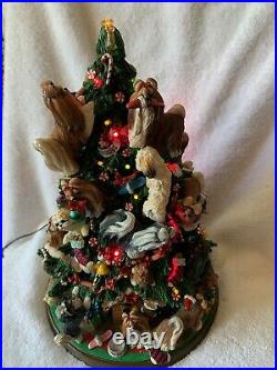 Retired Danbury Mint Shih Tzu Dog Christmas Tree Lighted Figurine