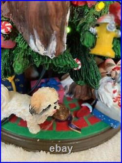 Retired Danbury Mint Shih Tzu Dog Christmas Tree Lighted Figurine