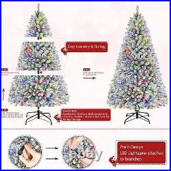 SHareconn 6ft Premium Prelit Snow Flocked Christmas Tree Multi Color Lights