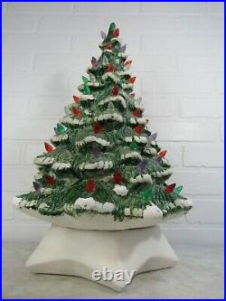 SNOW Caps Large 19 Vintage CERAMIC CHRISTMAS TREE Loads Multi-Color Lights