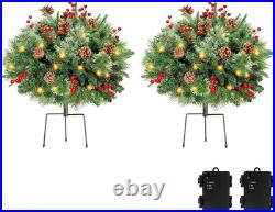 Set of 2 Prelit Pathway Christmas Trees with 50 LED Lights
