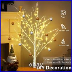 Set of 3 LED Birch Tree 4FT 6FT 8FT with Warm White Lights Christmas Decoration