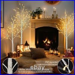 Set of 3 LED Birch Tree 4FT 6FT 8FT with Warm White Lights Christmas Decoration