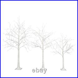 Set of 3 LED Birch Tree 4FT 6FT 8FT with Warm White Lights Christmas Decoration