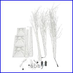 Set of 3 LED Birch Tree 4FT 6FT 8FT with Warm White Lights Christmas Decoration