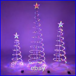Set of 3 LED Christmas Spiral Light Kit 6Ft 4Ft 3Ft Cone Tree Decoration Party