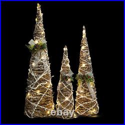 Set of 3 LED Lighted Pine and Berries Cone Christmas Tree Decorations 39.25
