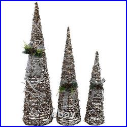 Set of 3 LED Lighted Pine and Berries Cone Christmas Tree Decorations 39.25