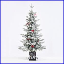 Small Pre-Lit Christmas Tree with LED Lights 3.5FT Snow Flocked Ariticifial Tr
