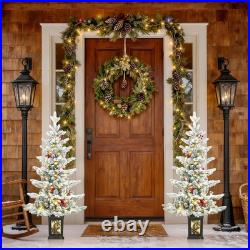 Small Pre-Lit Christmas Tree with LED Lights 3.5FT Snow Flocked Ariticifial Tr Small Pre-Lit Christmas Tree with LED Lights 3.5FT Snow Flocked Ariticifial Tr