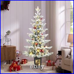 Small Pre-Lit Christmas Tree with LED Lights 3.5FT Snow Flocked Ariticifial Tr