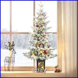 Small Pre-Lit Christmas Tree with LED Lights 3.5FT Snow Flocked Ariticifial Tr Small Pre-Lit Christmas Tree with LED Lights 3.5FT Snow Flocked Ariticifial Tr