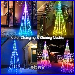Smart Lighted Christmas Tree 265 LED RGB Christmas Cone Tree App Control, 6FT