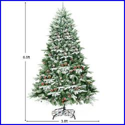 Snow Flocked Hinged Artificial Christmas Spruce Tree 6.5Ft Pre-lit with450 Lights
