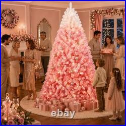 Snow Flocked LED Lights Hinged Stand Premium Pre-Lit Artificial Christmas Tree