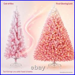 Snow Flocked LED Lights Hinged Stand Premium Pre-Lit Artificial Christmas Tree