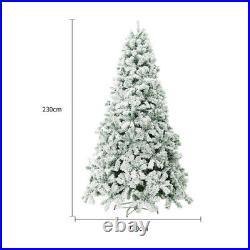 Snow Flocked Pre Lit Artificial Xmas Christmas Tree with LED Lights Decorations