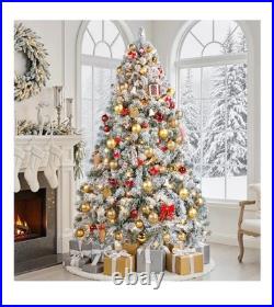 Snow Flocked Pre-lit Christmas Tree with 250 Warm White Lights, 820 Lush Branch
