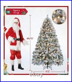 Snow Flocked Pre-lit Christmas Tree with 250 Warm White Lights, 820 Lush Branch