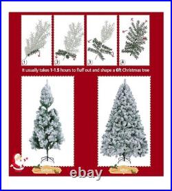 Snow Flocked Pre-lit Christmas Tree with 250 Warm White Lights, 820 Lush Branch