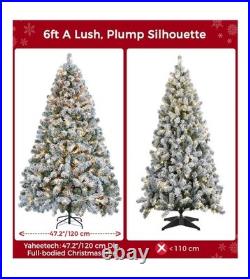 Snow Flocked Pre-lit Christmas Tree with 250 Warm White Lights, 820 Lush Branch