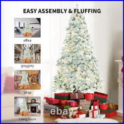 Snow White Covered Artificial Christmas Tree Pre-Lit LED Lights Xmas Decoration