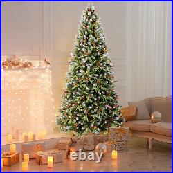 Snowflake Artificial Christmas Tree with LED Lights, Pinecones and Berries