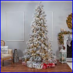 Sterling 9 ft. Pre-Lit Warm White Lightly Flocked Snowbell Pine Christmas Tree