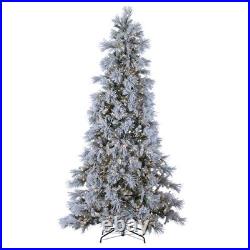 Sterling 9 ft. Pre-Lit Warm White Lightly Flocked Snowbell Pine Christmas Tree