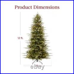 Stunning 12ft. Pre-Lit Artificial Aspen Slim Noble Fir Christmas Tree 12ft