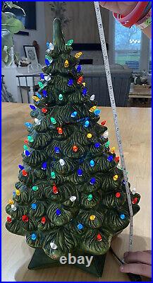 Stunning XL VTG Ceramic Christmas Tree! Has ALL Lights & Music Box! Stamped 1977