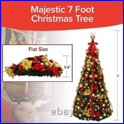 Superstar Santa Pop-Up Christmas Tree, 7FT, Pre-Lit With 200 LED Lights, as SEEN o