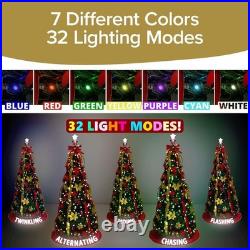 Superstar Santa Pop-Up Christmas Tree, 7FT, Pre-Lit With 200 LED Lights, as SEEN o