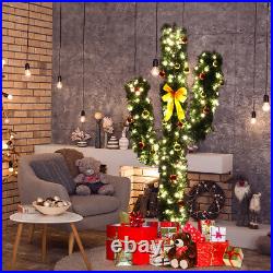 Topbuy 6' Artificial Cactus Christmas Tree Pre-Lit Optical Fiber With LED Lights