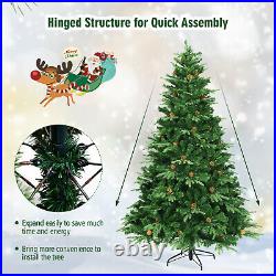 Topbuy 7.5' PE/PVC Artificial Pine Tree Pre-Lit Christmas Tree With 540 LED Lights