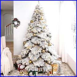 Tree Christmas Flocked Snow Artificial Lights 6.5Ft Pine Realistic Warm Prelit Tree Christmas Flocked Snow Artificial Lights 6.5Ft Pine Realistic Warm Prelit