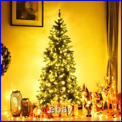 Tree Christmas Half Artificial Stand Slim Lights Home Led Pre-Lit Ft Xmas 8 mod